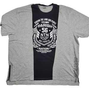 Parish Nation Size 5XL T-Shirt Gray Black Graphic Print Side Zipper